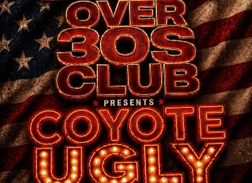 Vibrant promotional poster for an over-30s country rock event on 4th July at Lodge Hotel, Coleraine with American flag background.