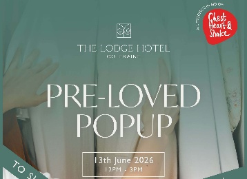 Stylish pre-loved clothing event at The Lodge Hotel, Coleraine; explore unique fashion finds for a good cause on 13th June 2026.